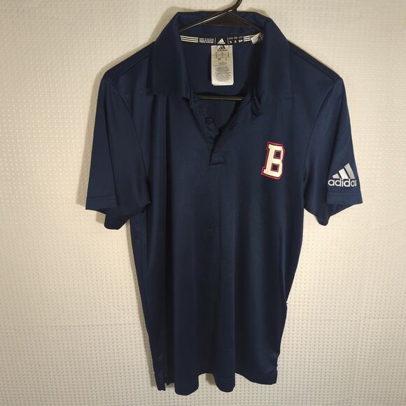 Adidas Small Navy Polo Shirt Boston Logo Short Sleeve Performance Golf Athletic - Picture 1 of 4